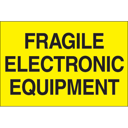 2 x 3" - "Fragile - Electronic Equipment" (Fluorescent Yellow) Labels