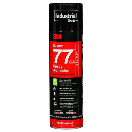 3M<span class='tm'>™</span> Super 77<span class='tm'>™</span> CA Multipurpose Spray Adhesive, Low VOC &lt;25%, Clear, 24 fl oz (Net Wt 18.0 oz)